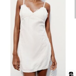 ZARA White Spaghetti Strap Mini Dress